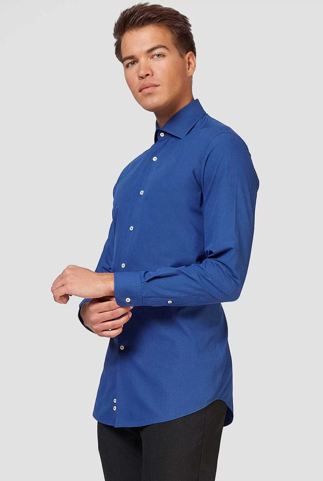 OppoSuits Effen Gekleurde Overhemden^Navy Royale